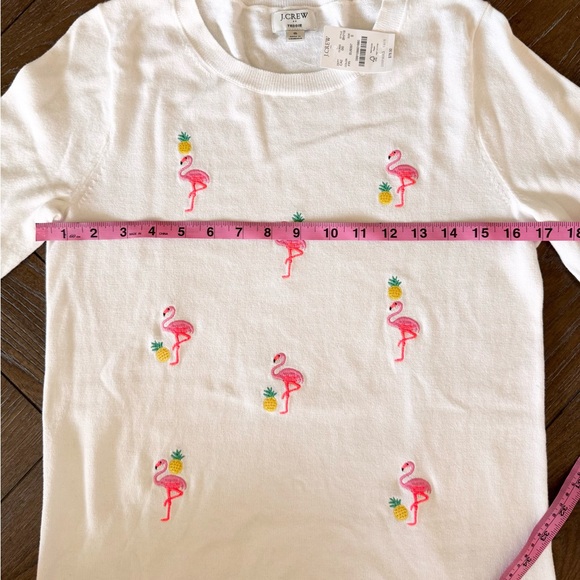J. Crew Kids White Tee with Flamingo and Pineapple Embroidery - Picture 6 of 11